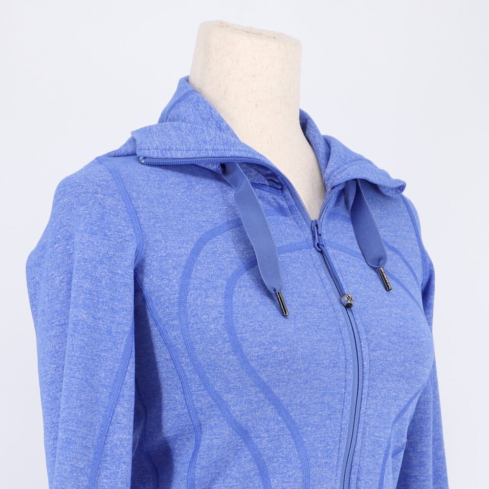 LULULEMON Stride Jacket in Heathered Rocksteady Blue Hooded High Collar Size 4 - Picture 5 of 12